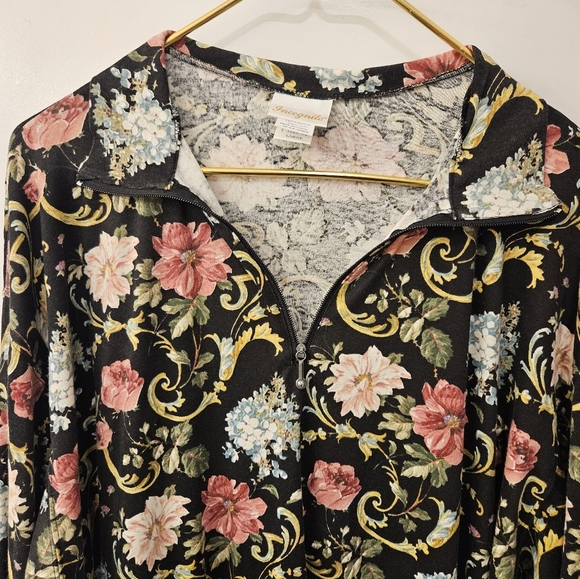 Vintage - Incognito Floral Top w Zipper - Size L- NWOT - Picture 6 of 8